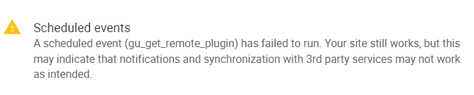 A Scheduled Events error that impacts notification.