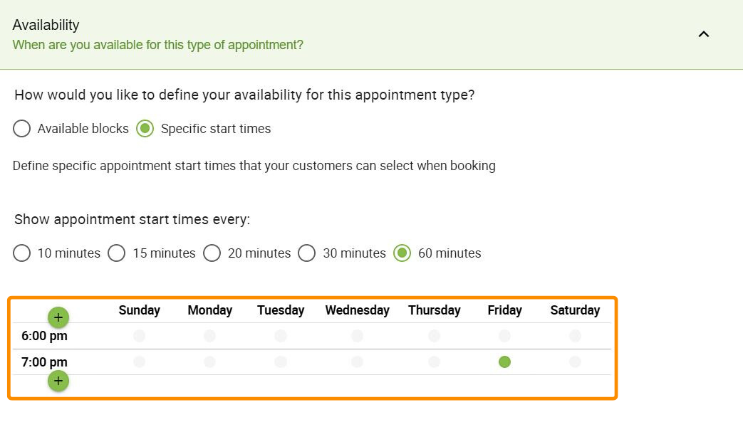 Choose availability
