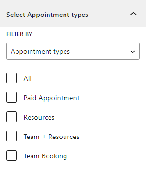 Filtering appointment types