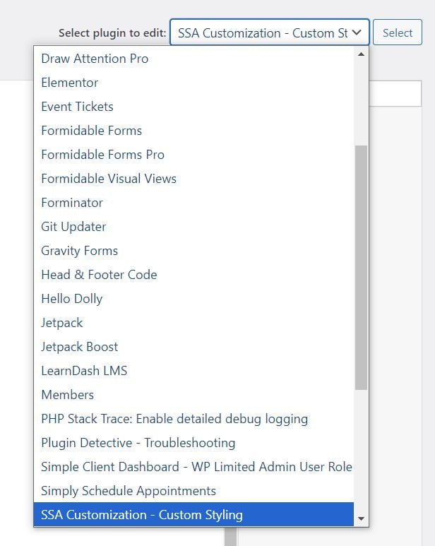 Choose SSA Customization - Custom Styling from the list of plugins.