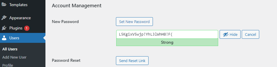 Password generation for Team Member user account