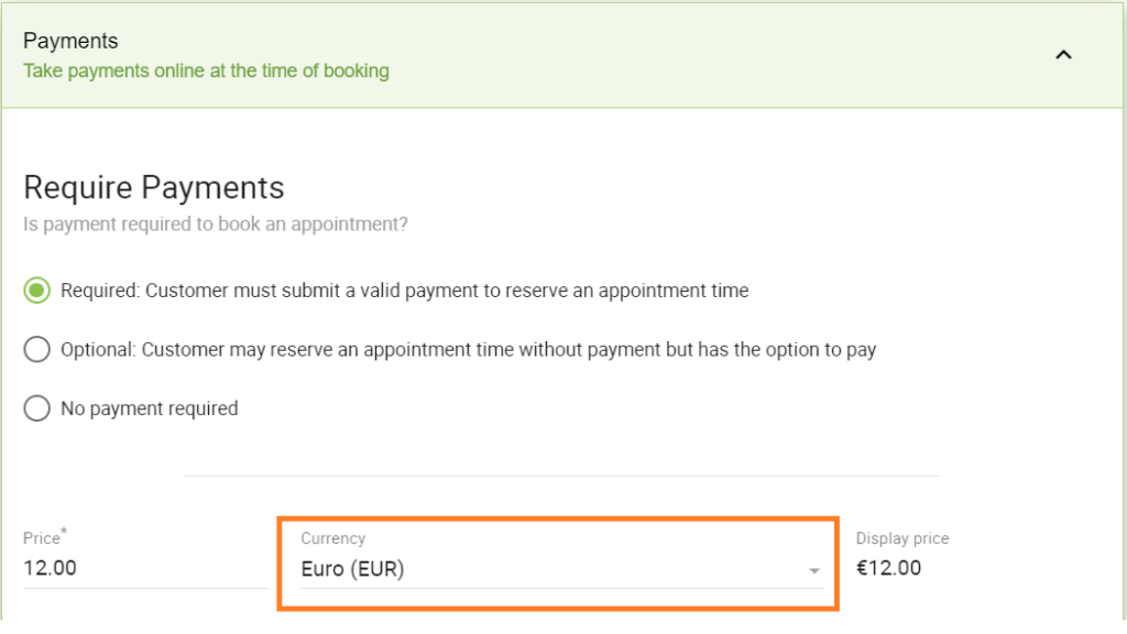 Select the payment method