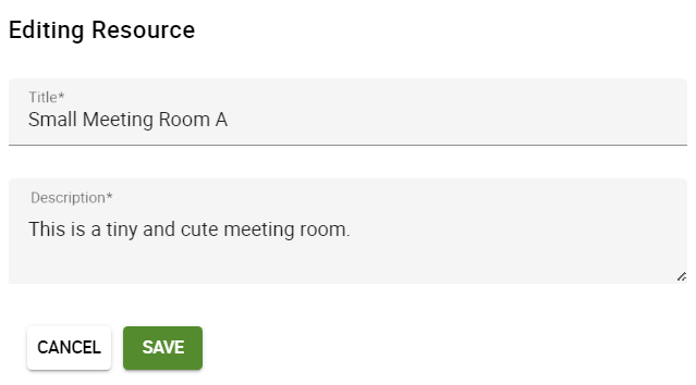 Editing a single resource and its title and description.