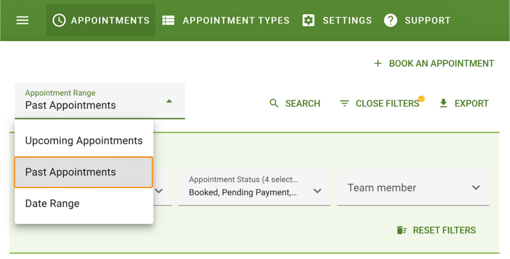 Using the Views dropdown in the SSA Appointments Tab