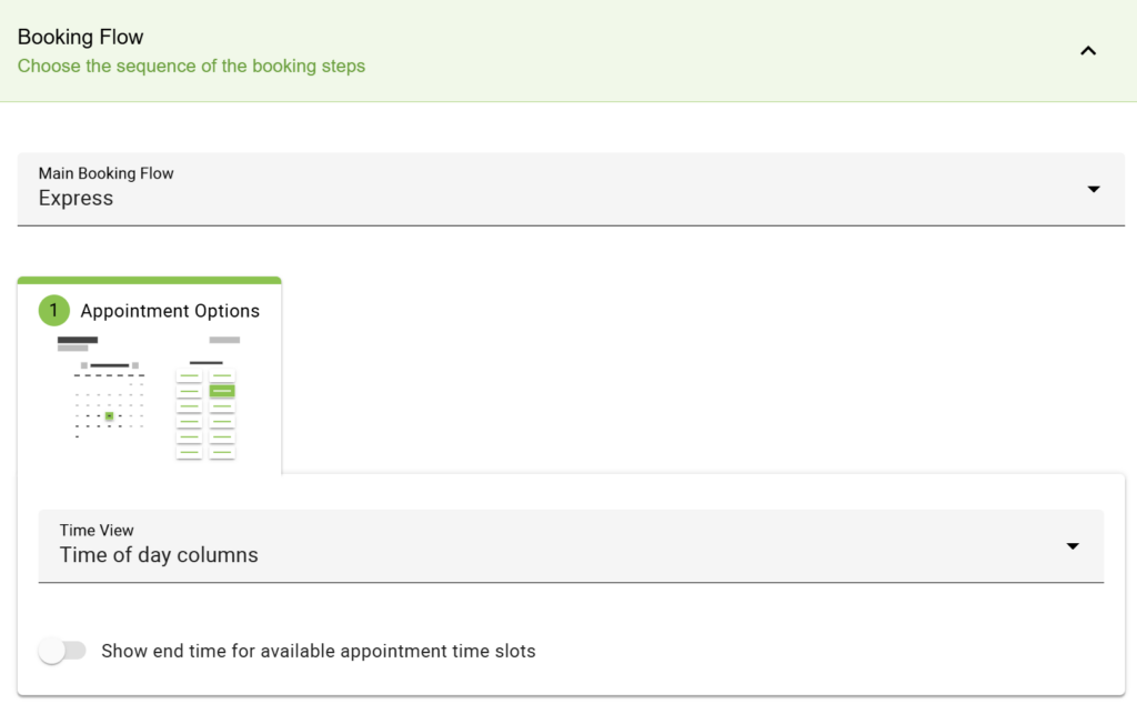 Express Flow Tab in the Appointment Type Settings.