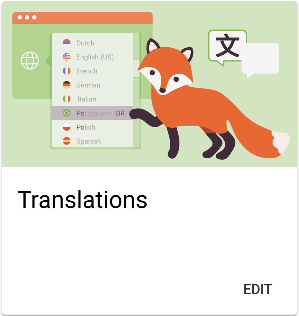 The Translation settings card in the SSA Settings page