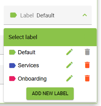 Labels can be created, edited, and deleted.