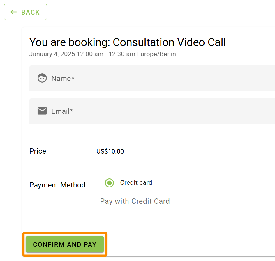 You'll see the "Confirm and Pay" button when the payments is enabled for an appointment type.