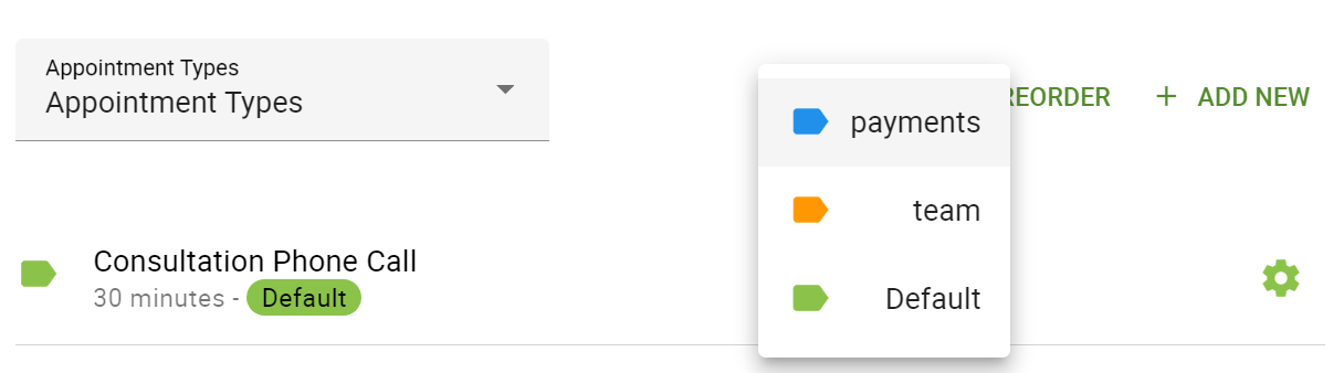 Filtering by appointment type labels.