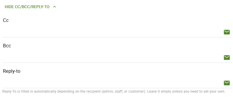 Reply-to field shown in the CC/BCC/Reply-to area in notifications.